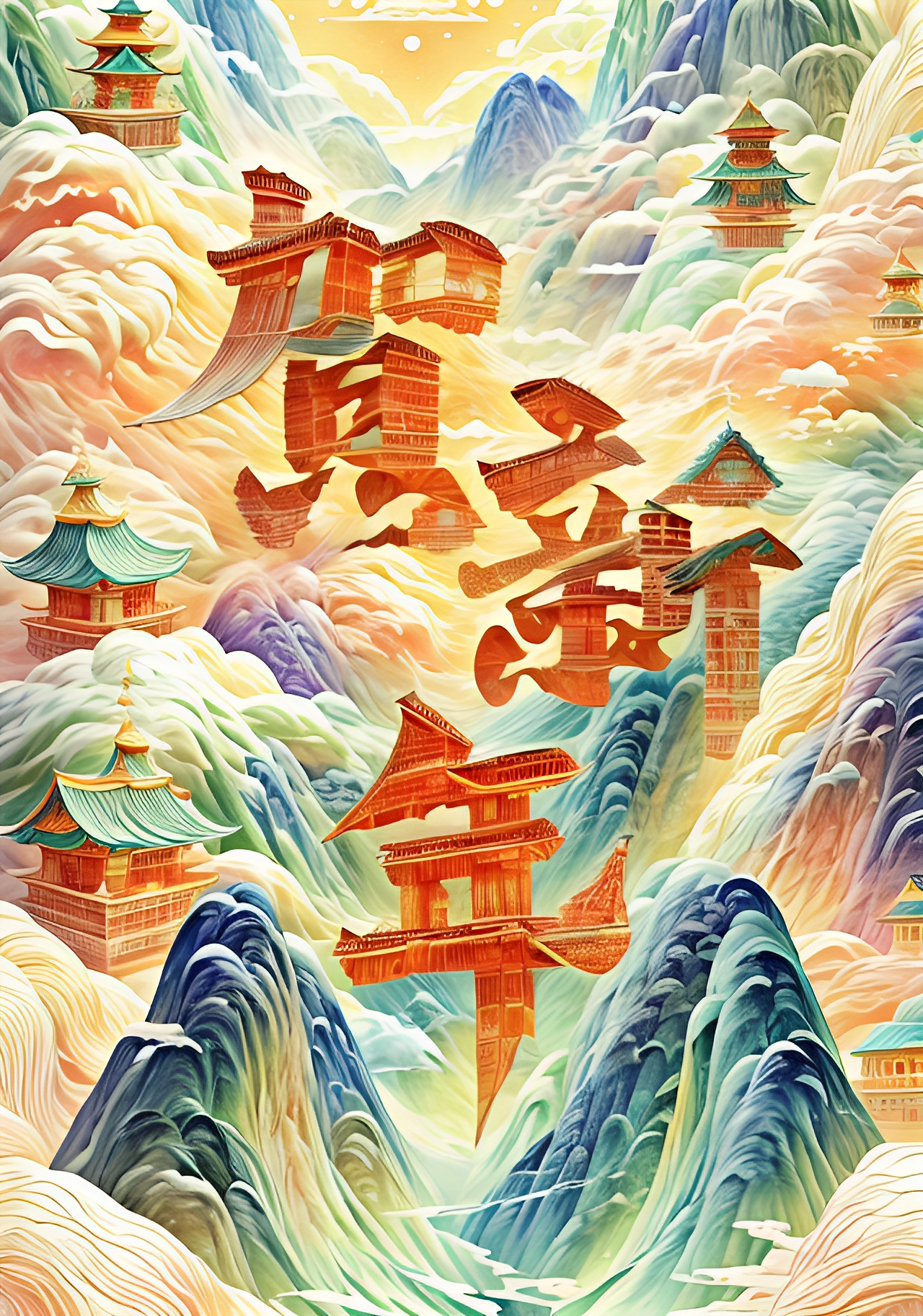 中式古风海报展现建筑之美中国风