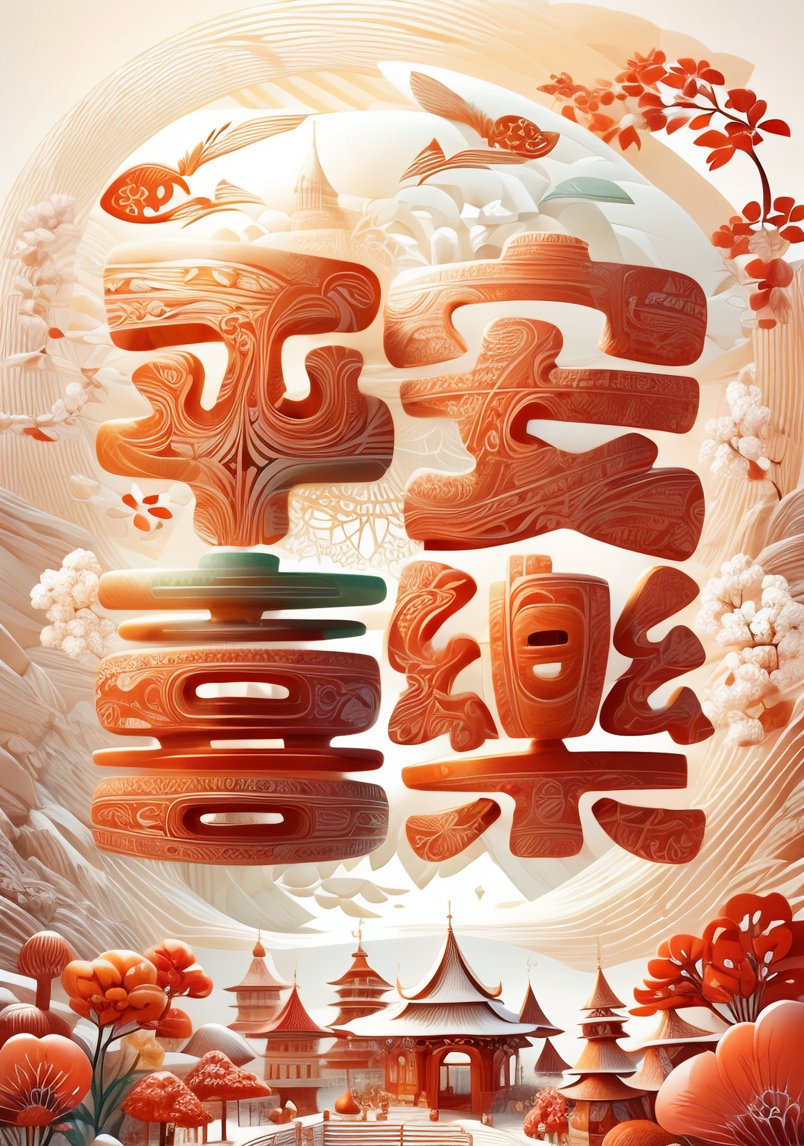 中国风喜字海报喜庆氛围