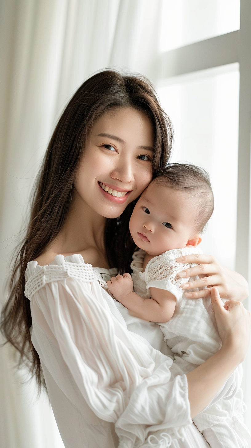 温柔母亲怀抱婴儿母爱温馨画面