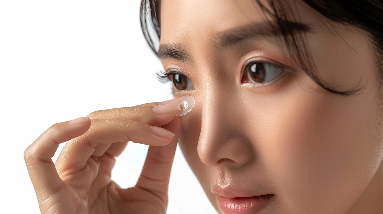 女性佩戴隐形眼镜的精致瞬间