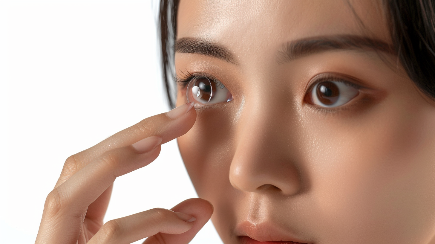 女性佩戴隐形眼镜的美丽瞬间