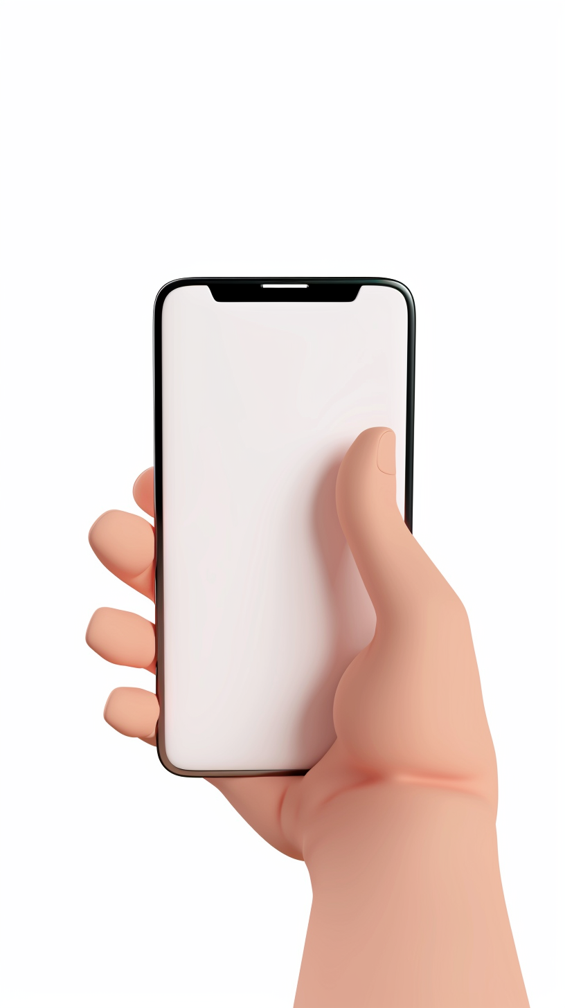 手持智能手机的3D模型图