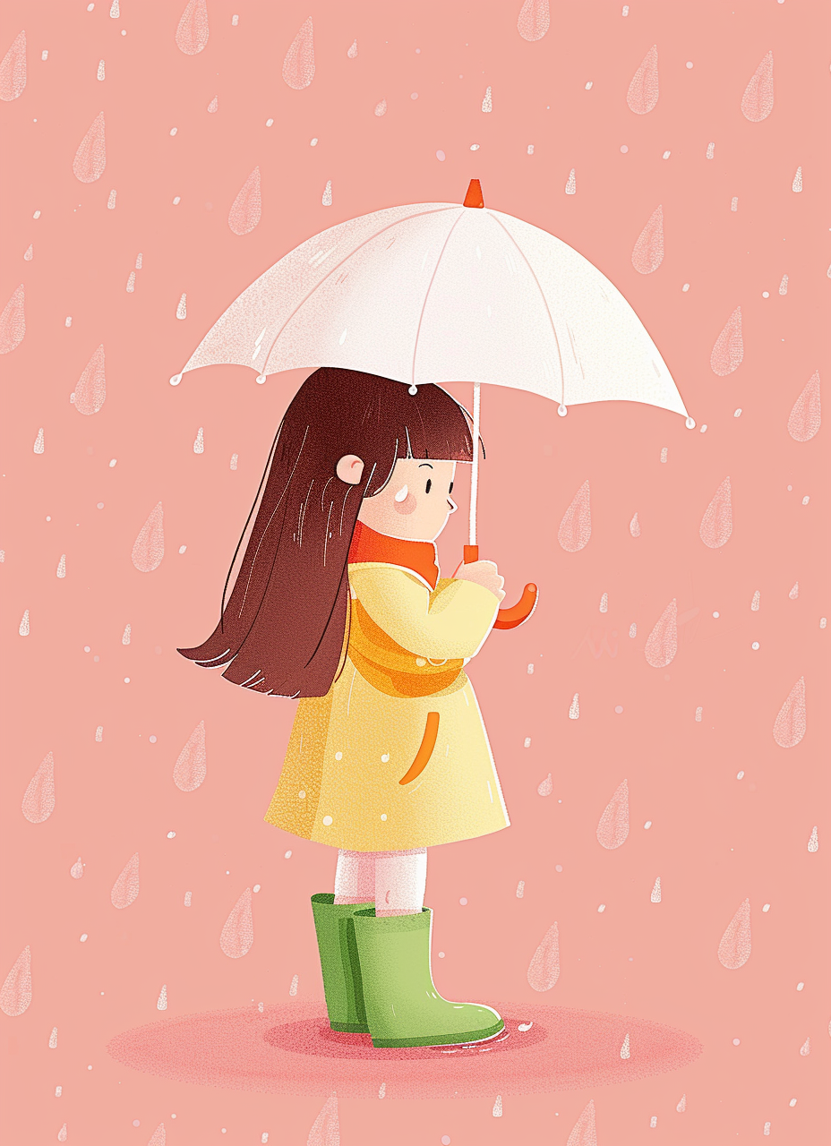 撑伞女孩插画