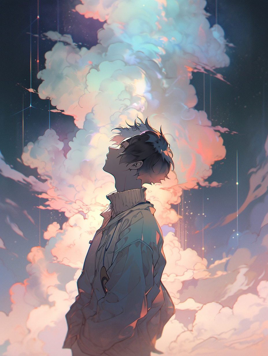 仰望天空的人物形象壁纸素材