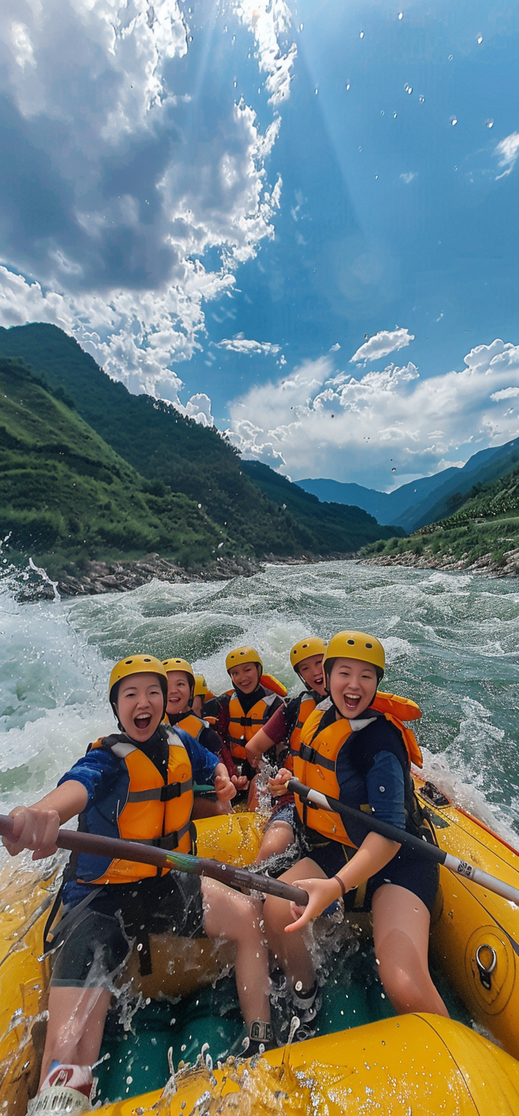 穿戴安全装备激情漂流的户外探险之旅