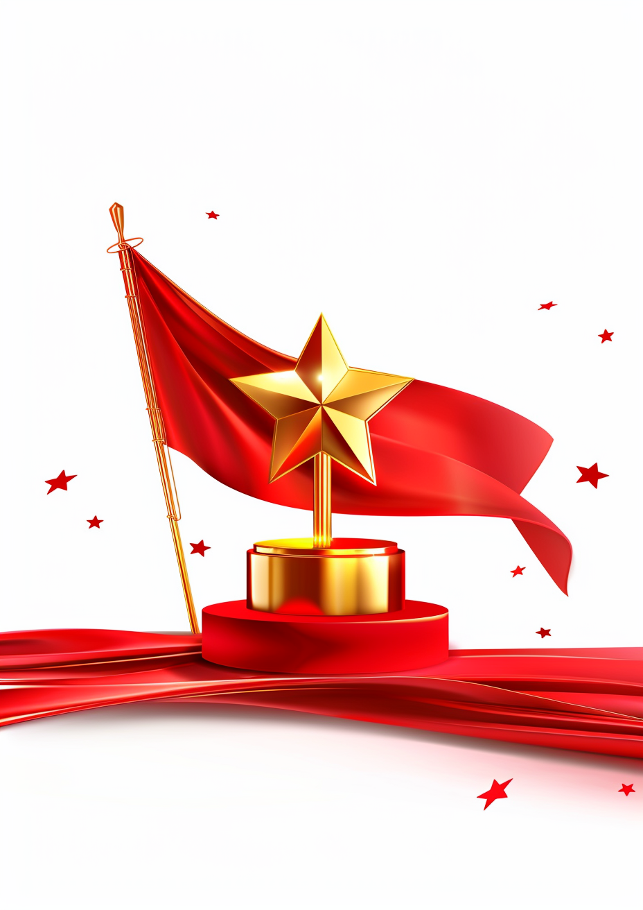 闪耀金色五星与红旗