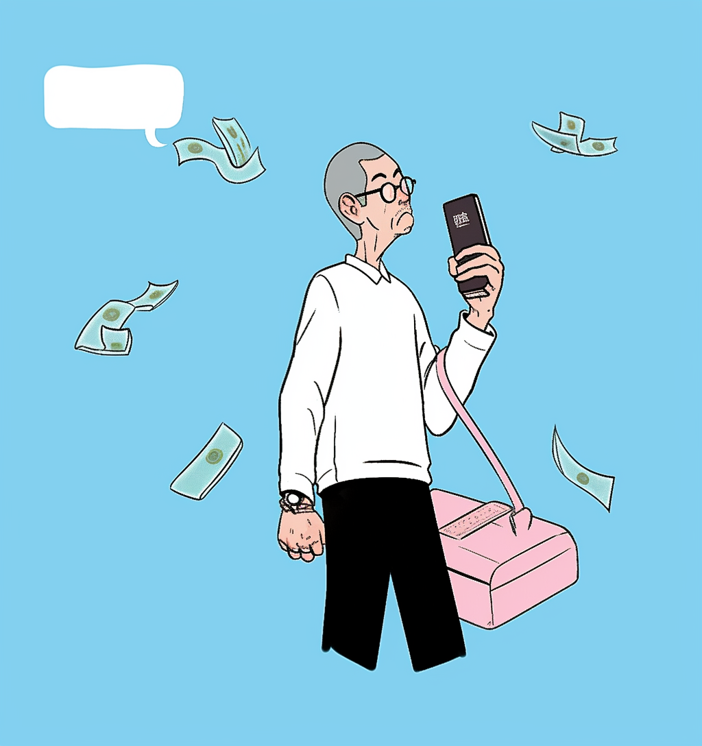 卡通人物手持手机