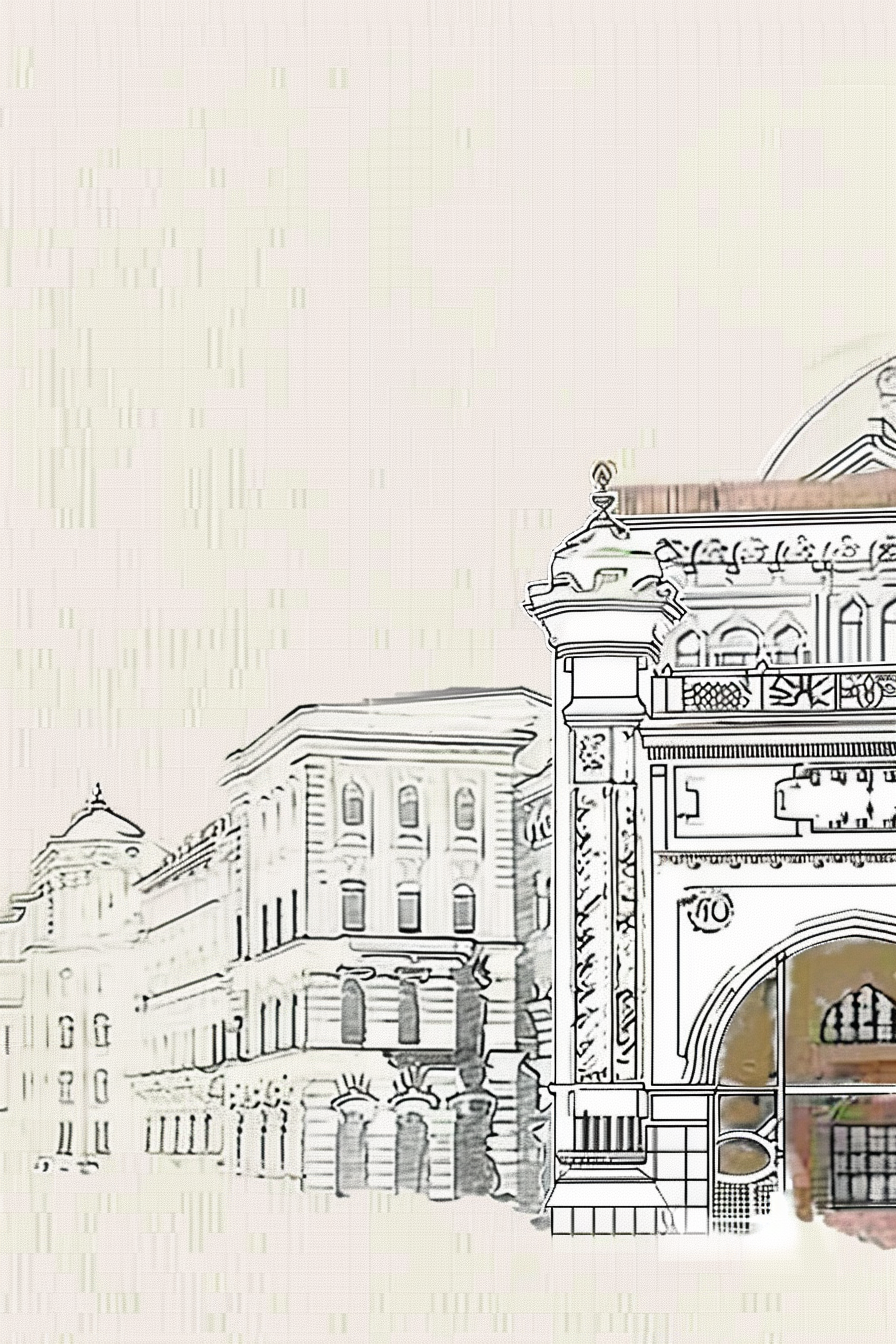 欧式古建筑线描图