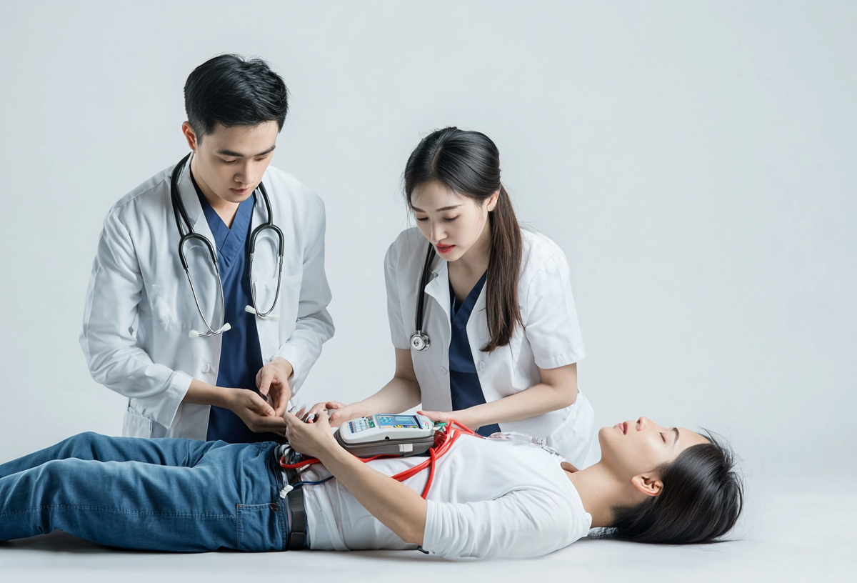 医生护士使用医疗器械抢救患者的场景