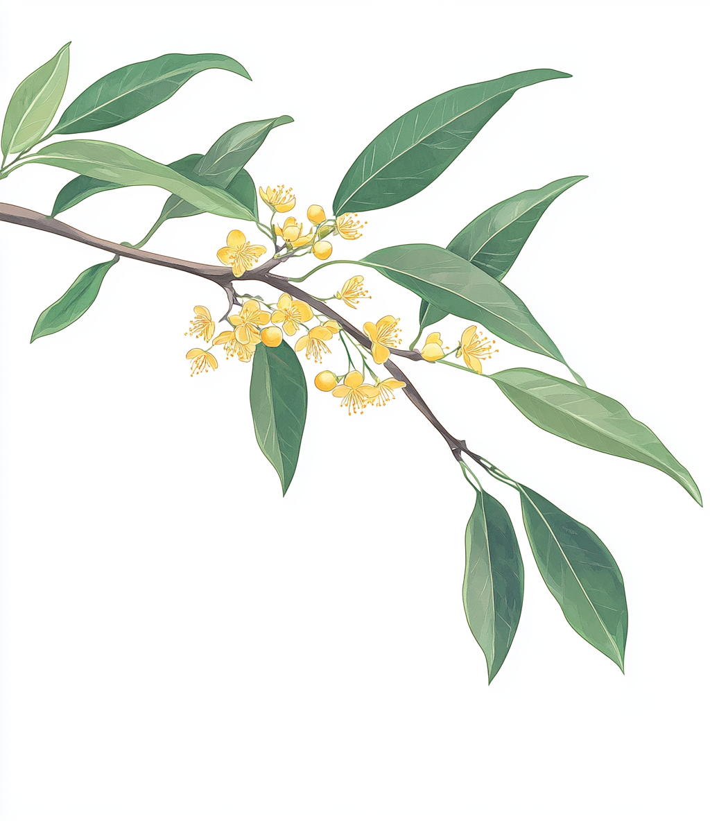 赏绿叶黄花之美，桂花枝装饰画清新优雅