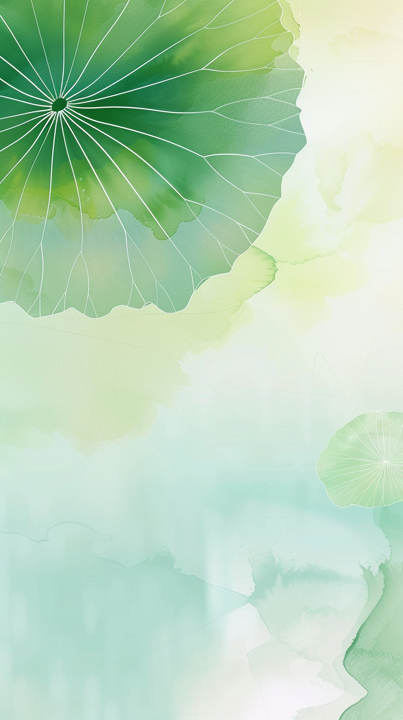 清新荷叶水彩画