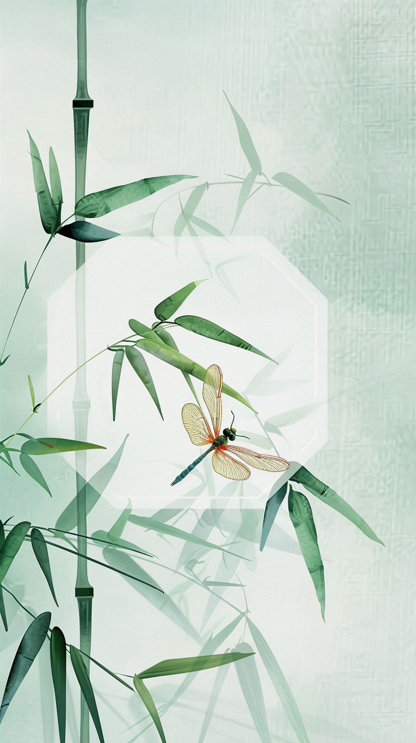 蜻蜓落竹间