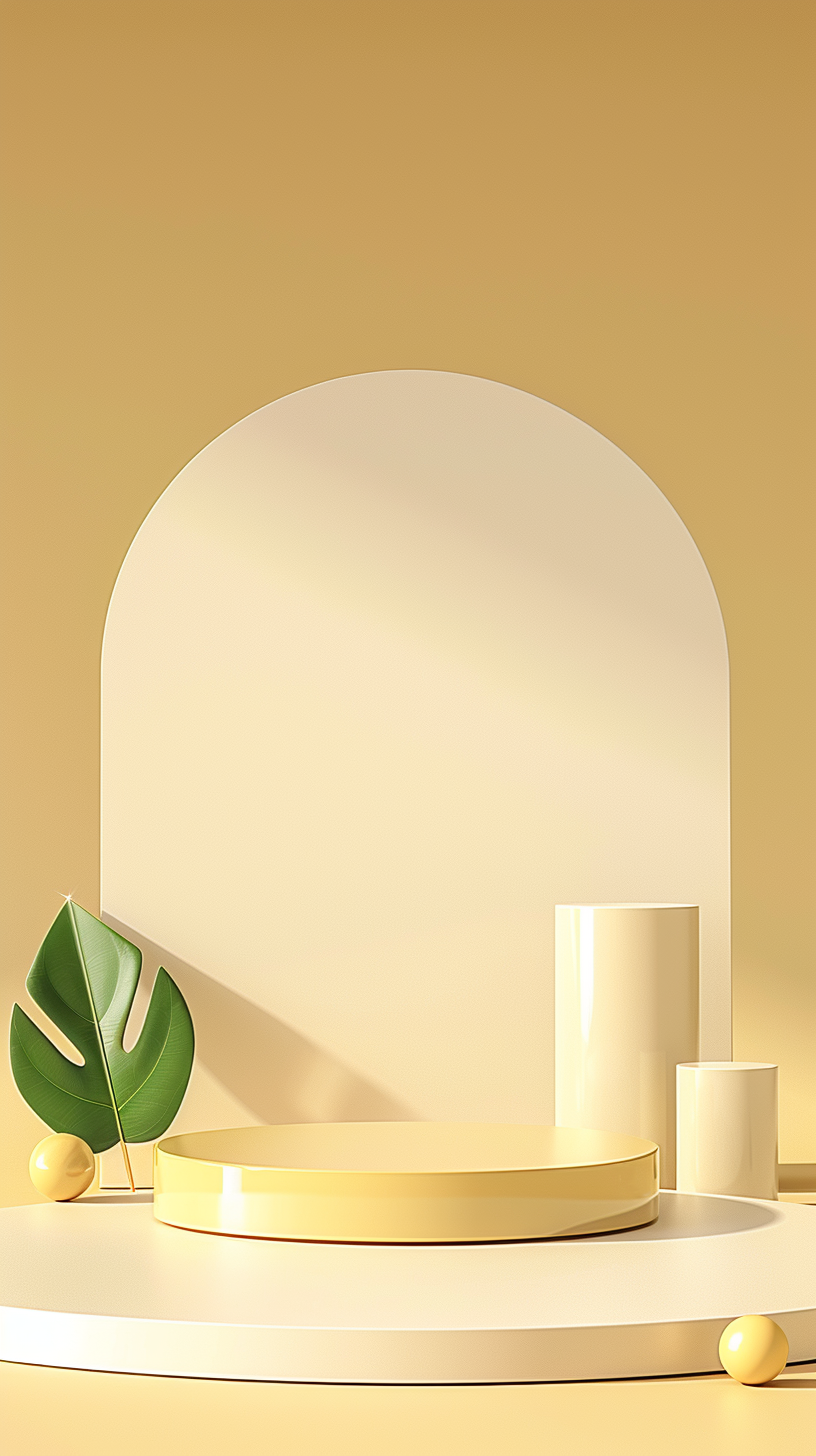 简约几何背景绿植优雅展示