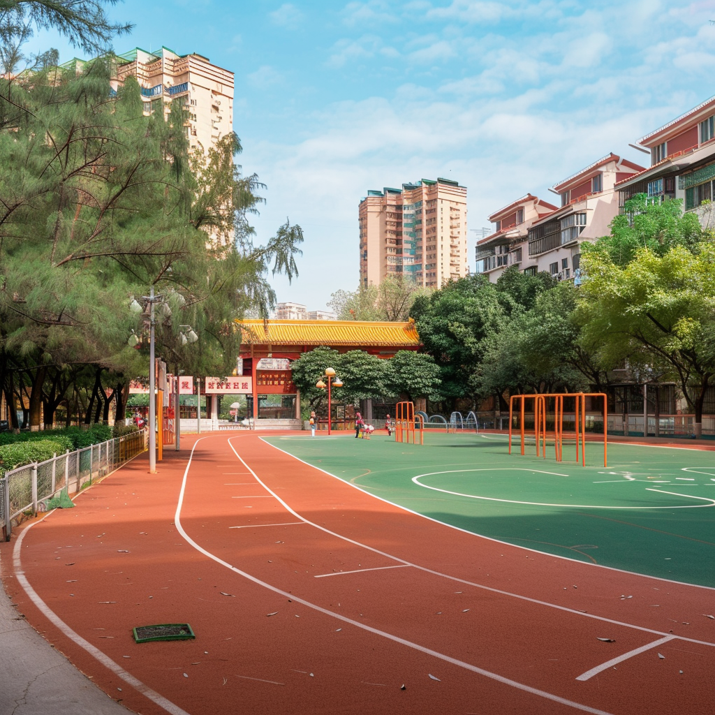 绿色跑道红色球场