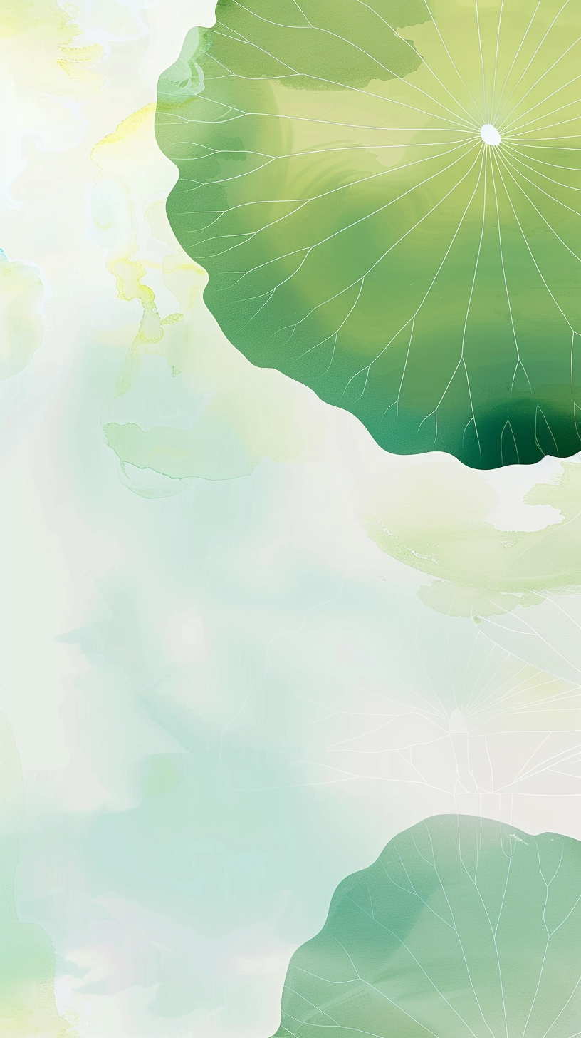 清新荷叶水彩画