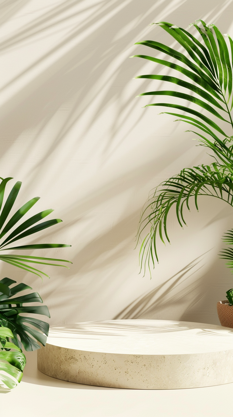 清新绿植简约风格圆形展台