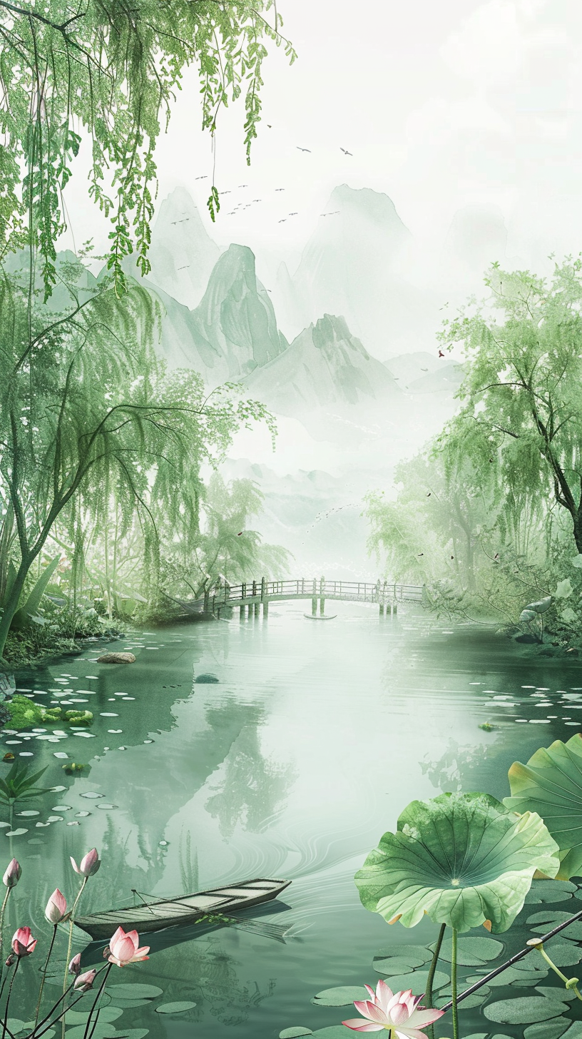 清新湖泊风景图