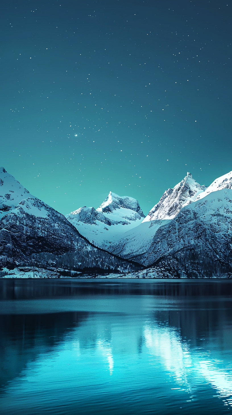 雪山星空湖泊美景壁纸素材