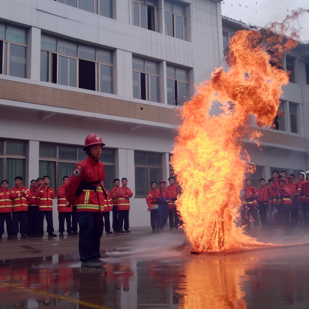 消防员现场演练