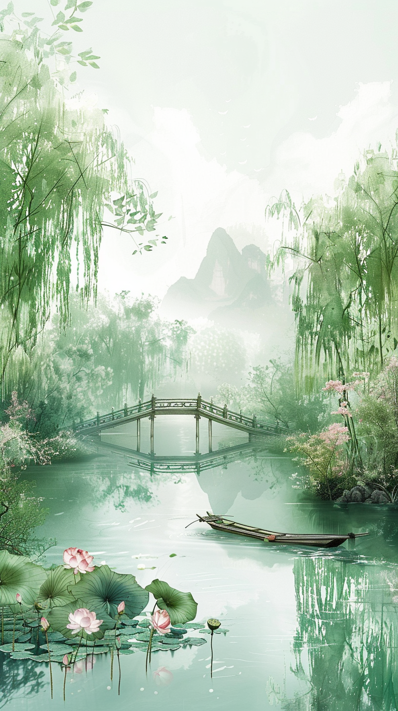 清新江南水乡图