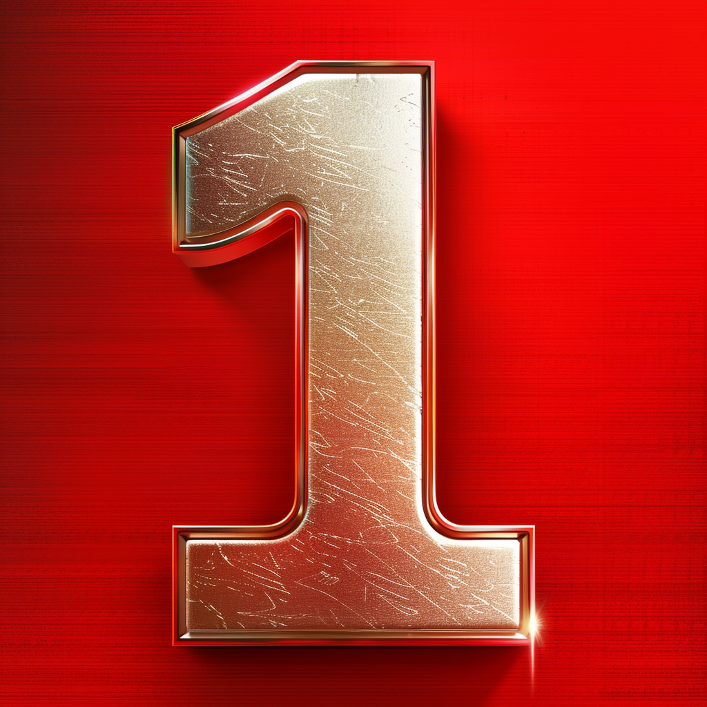 金色立体数字1