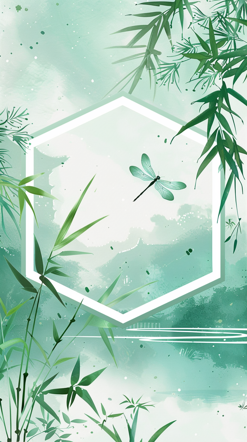 清新六边形竹蜻蜓背景图