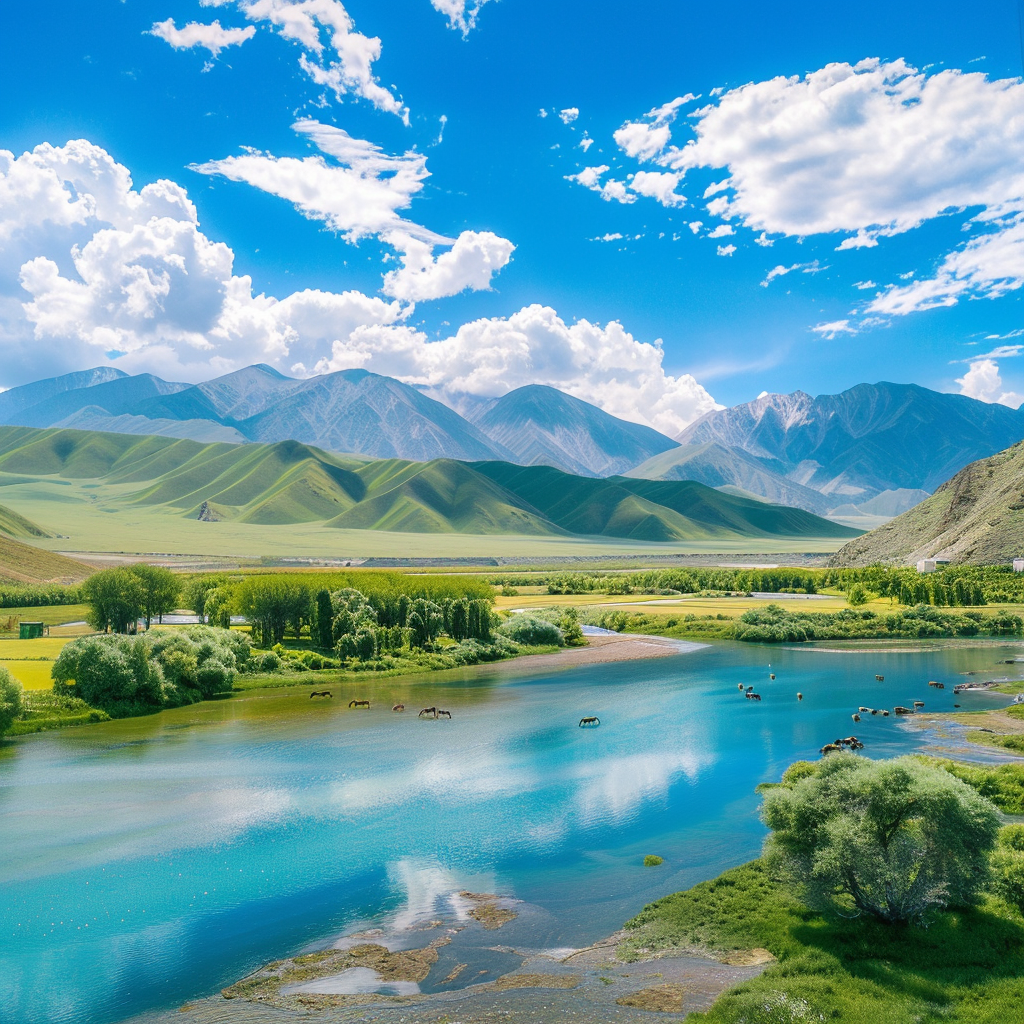 美丽湖泊山川风景图