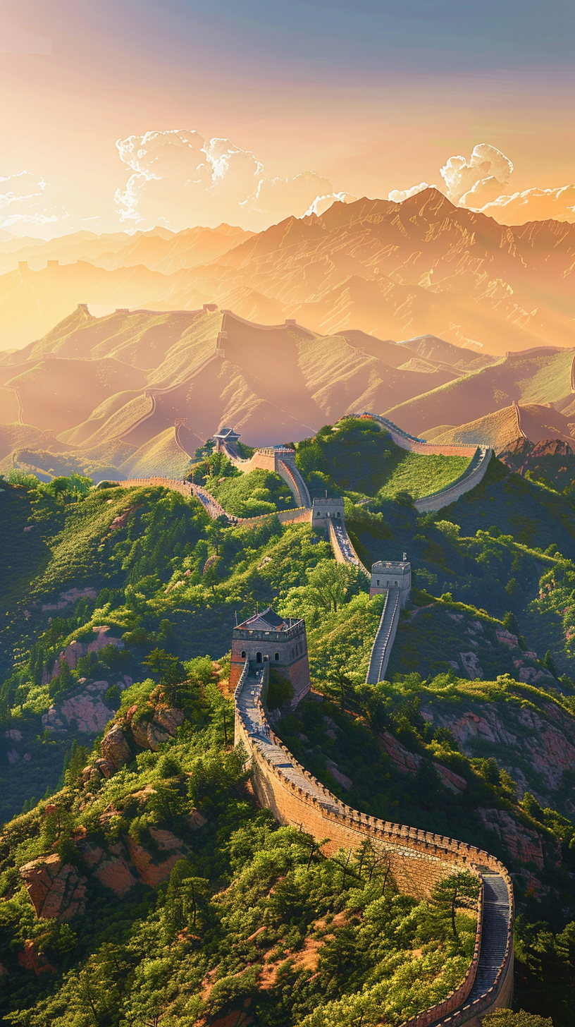 壮丽长城蜿蜒山间