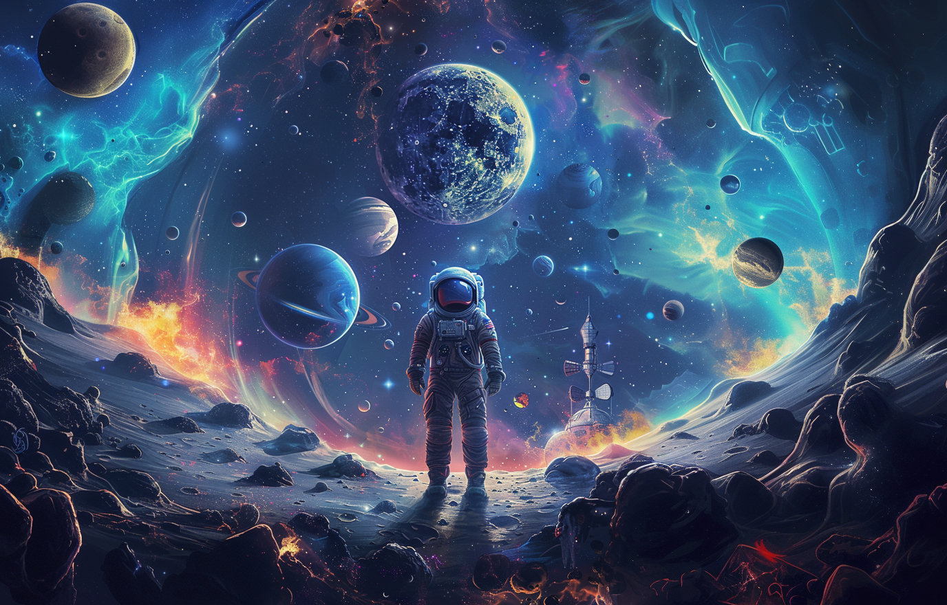 宇航员置身浩瀚宇宙的超震撼3D太空图景