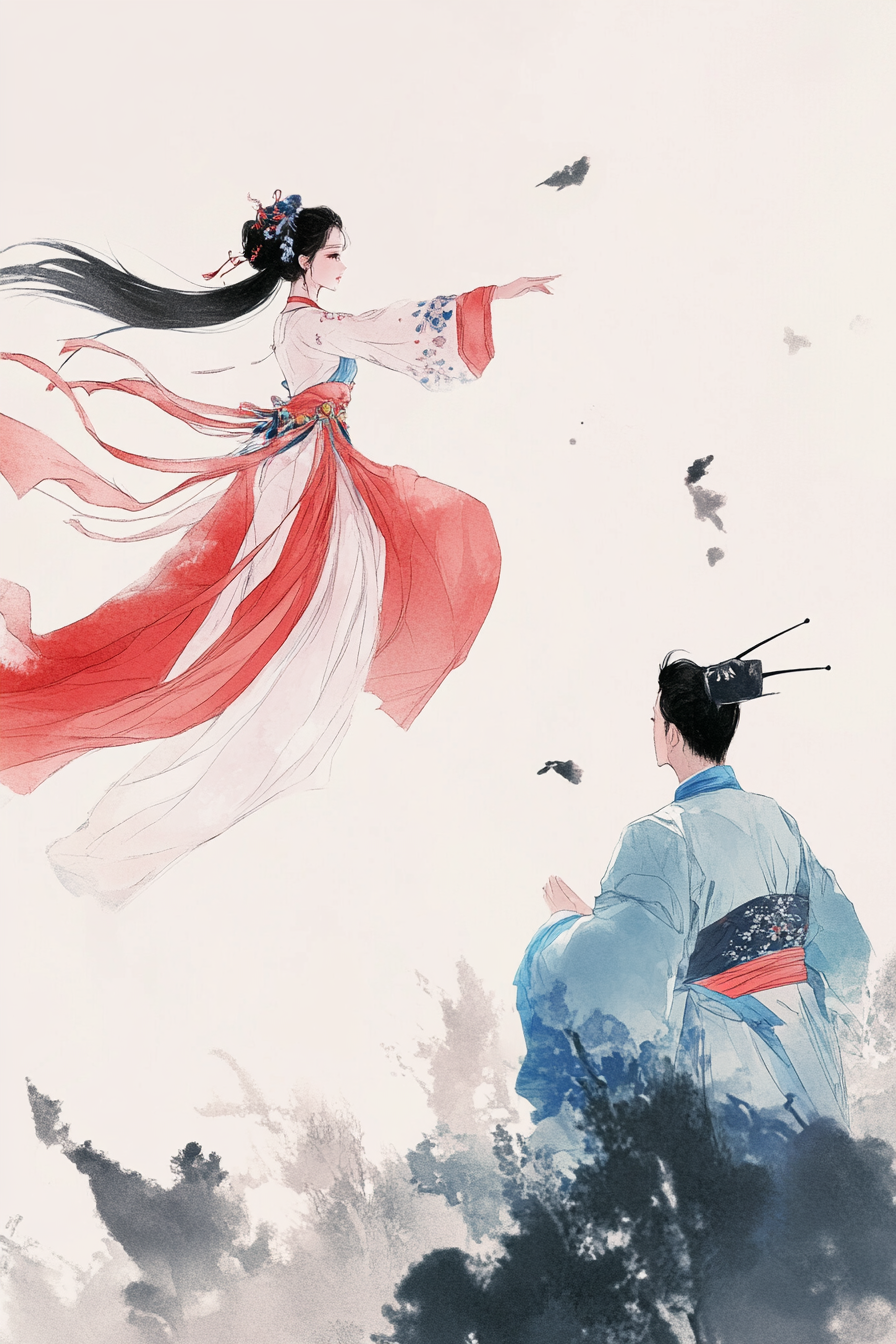 古风插画展现唯美古装人物爱情故事