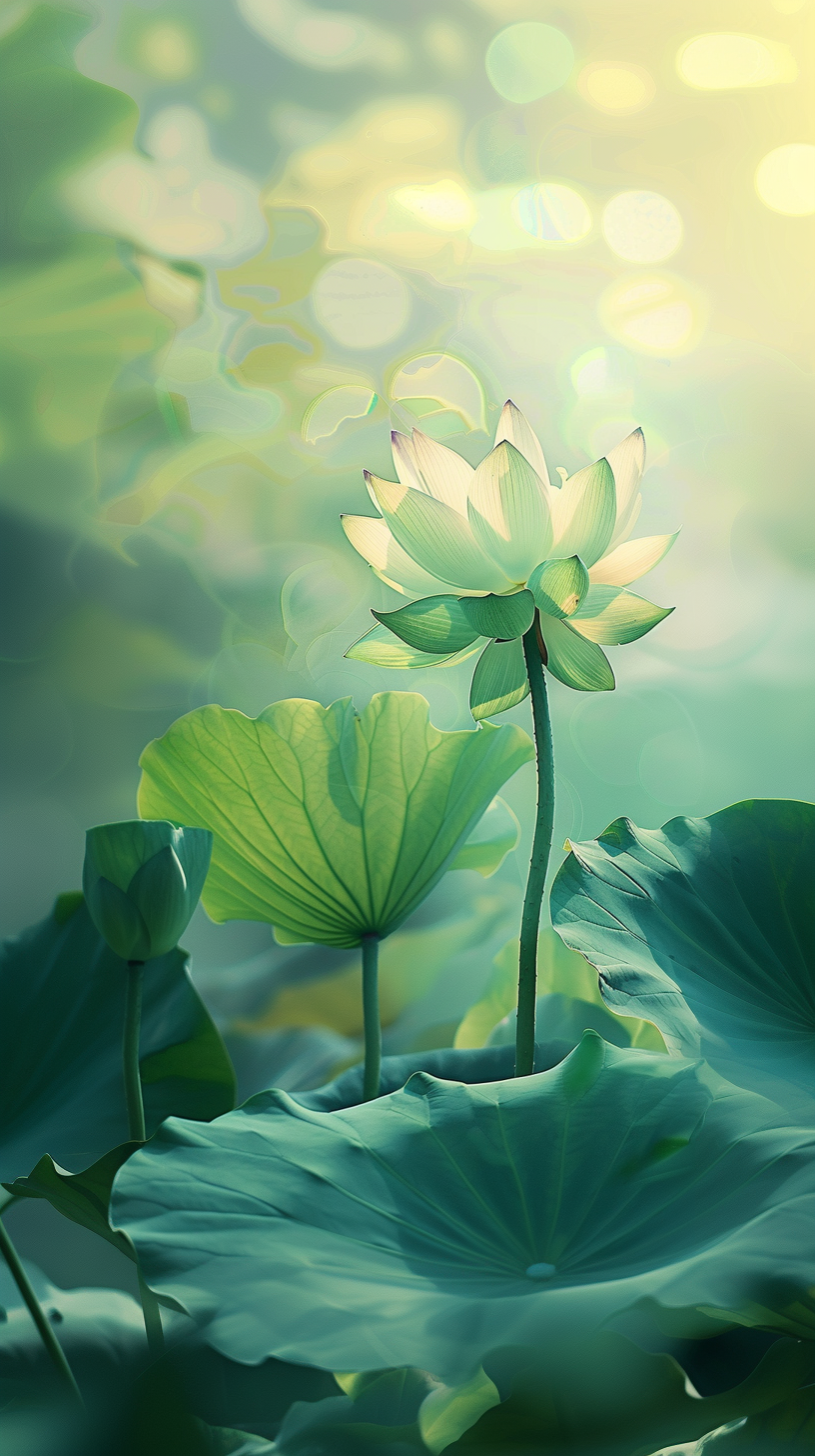 清新荷叶莲花