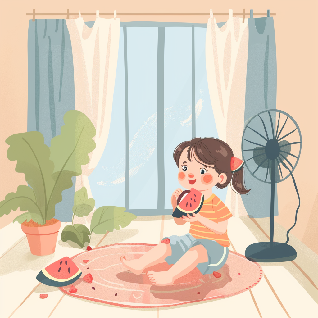可爱女孩吃西瓜