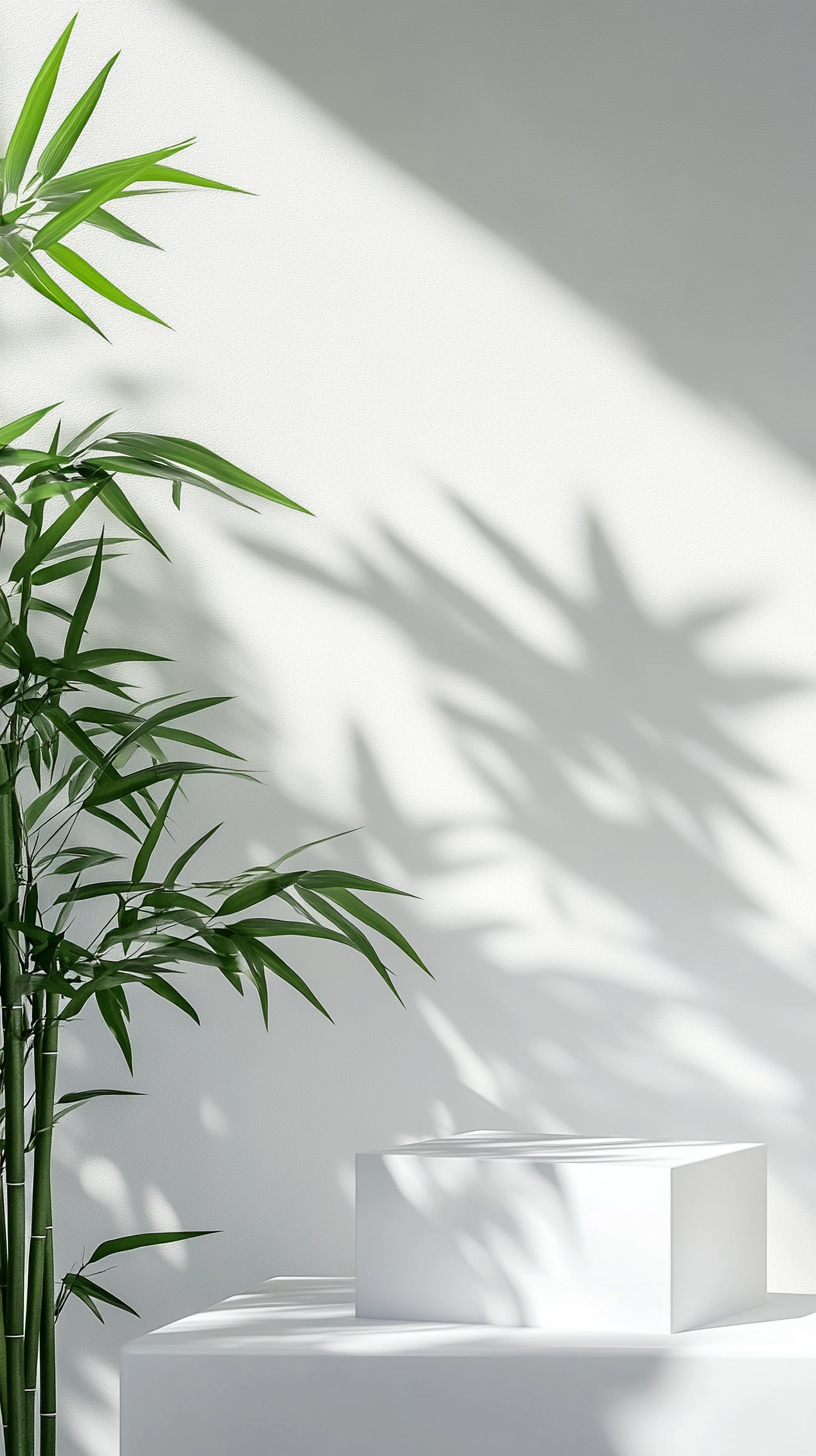 清新绿植与白色展台