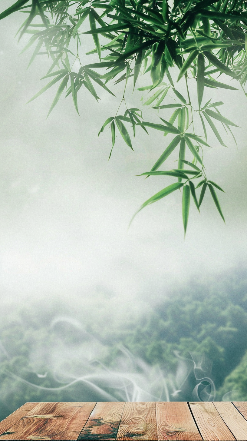 翠竹摇曳的清新木质纹理背景