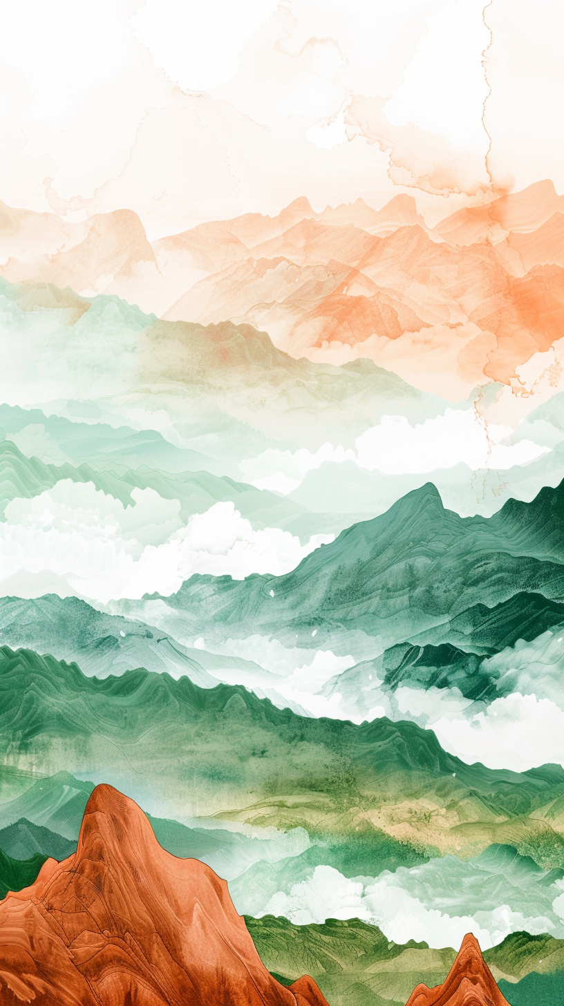 水墨风格的山脉画