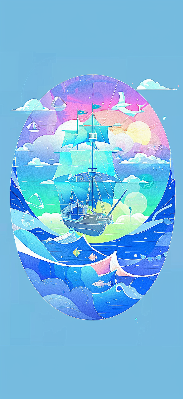 色彩斑斓的轮船插画