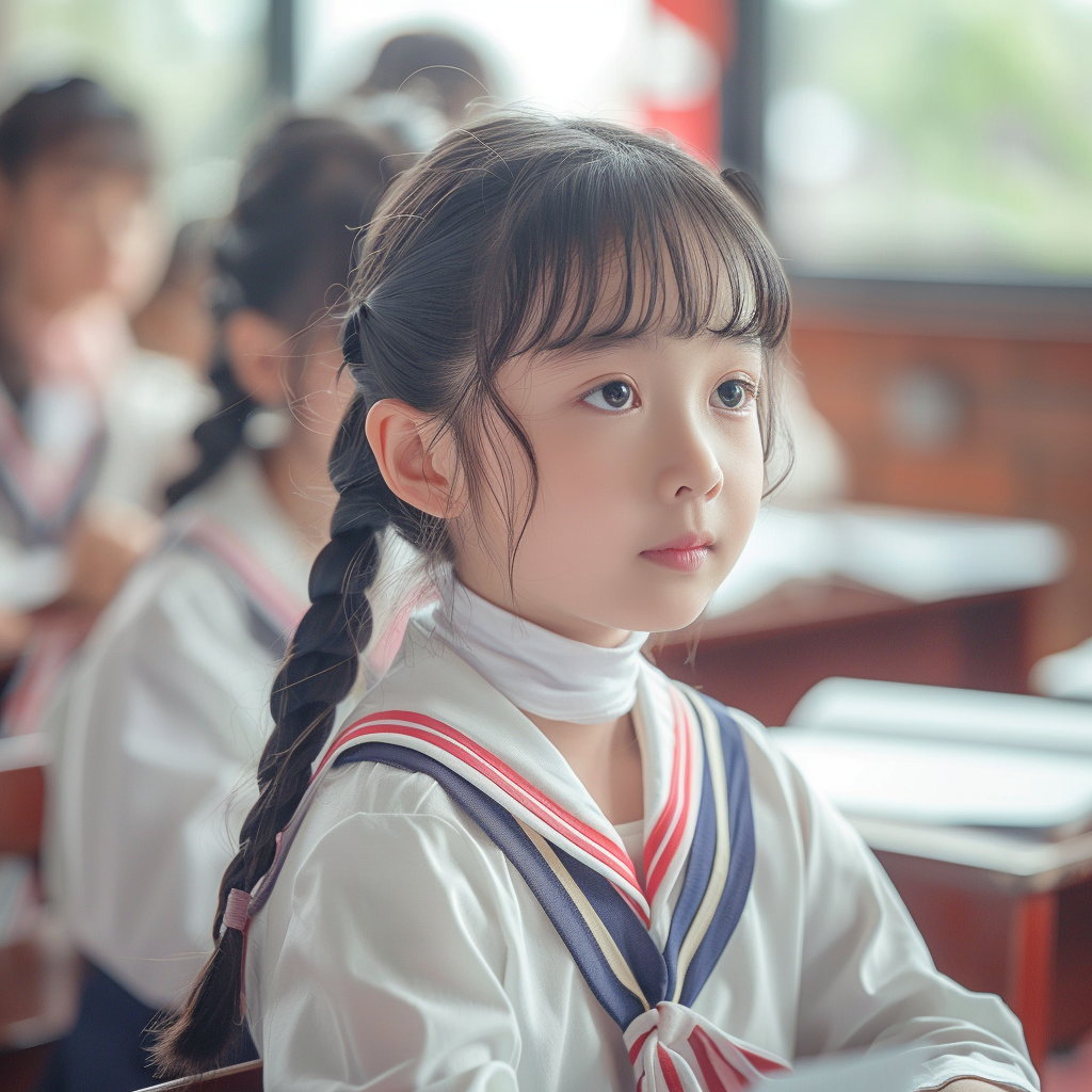 穿着水手服的可爱学生