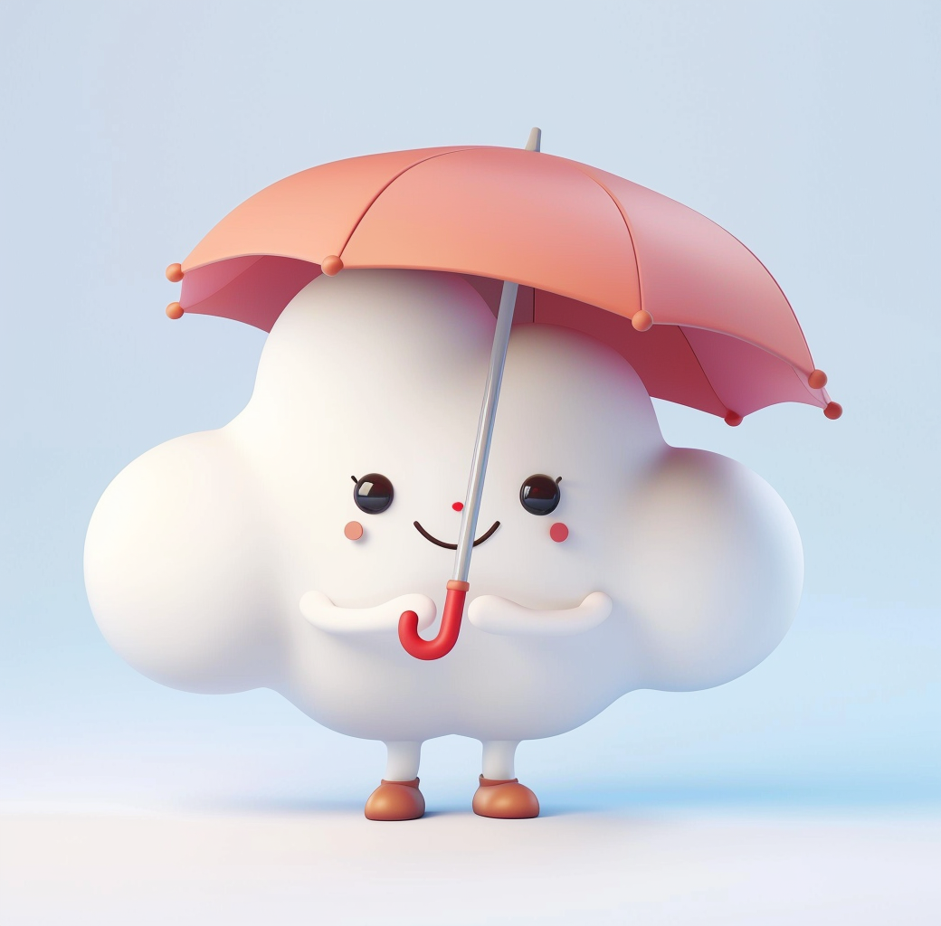 可爱云朵撑伞形象 
