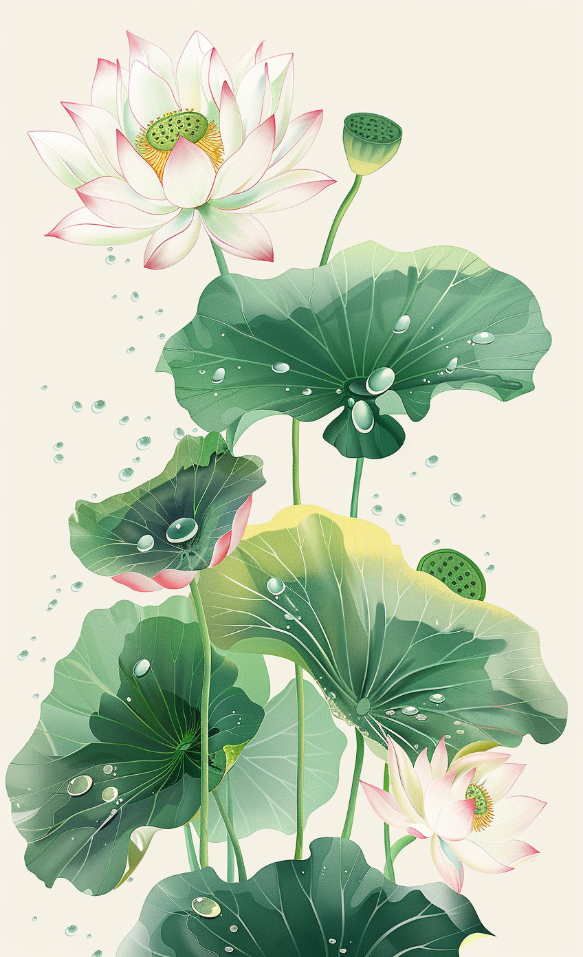 清新荷叶莲花图