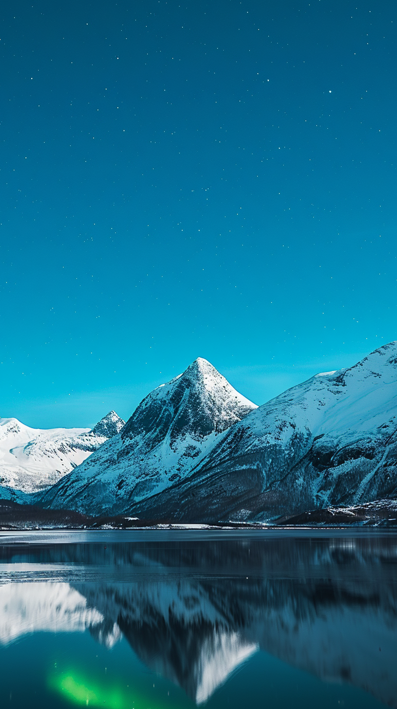 雪山星空湖泊美景