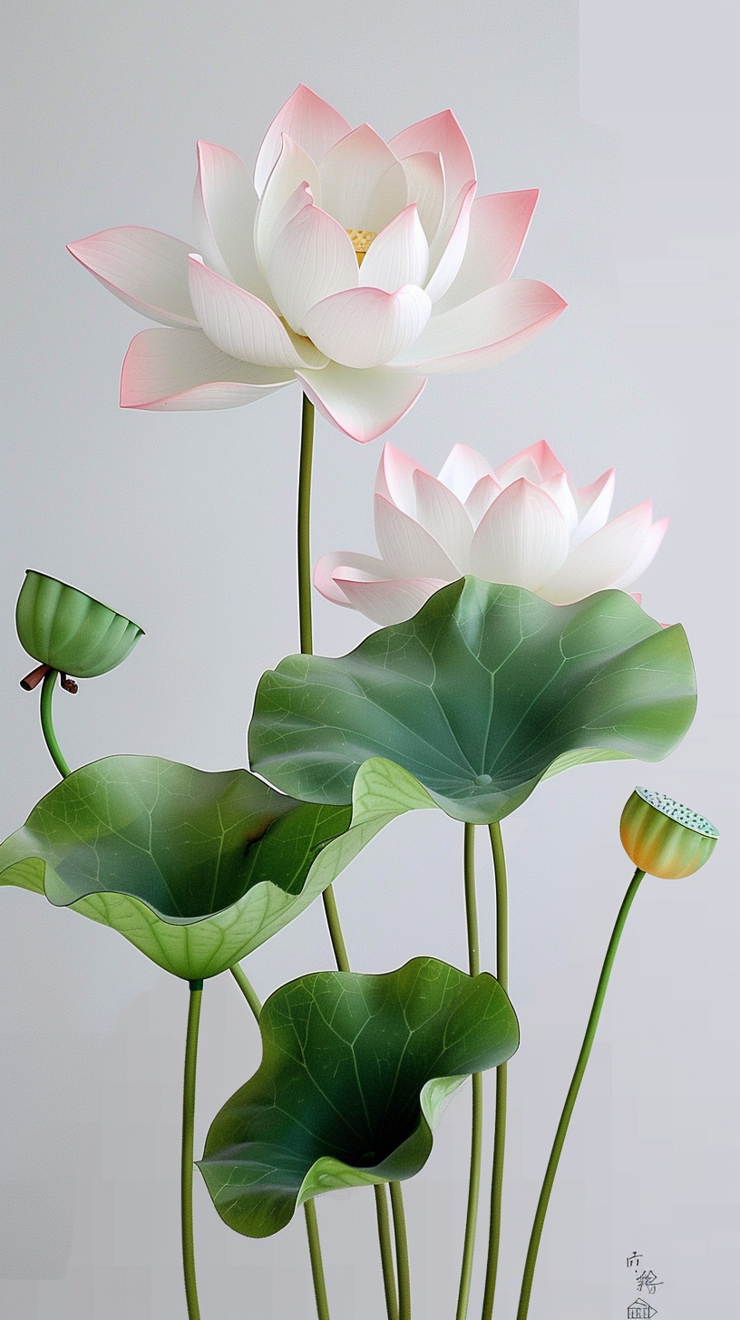 清新粉色荷花图