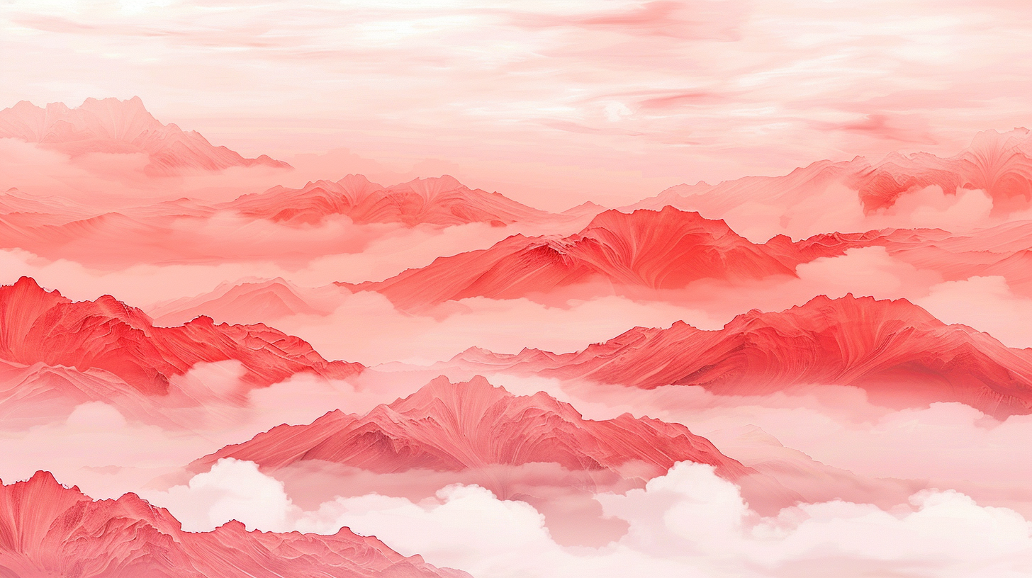 壮丽红色山脉云海景观壁纸素材