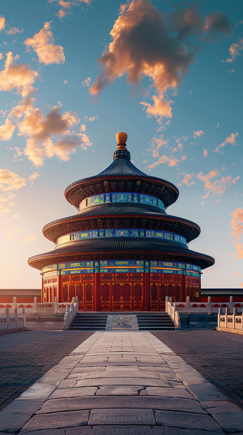 壮丽天坛古建筑中国风文化底蕴