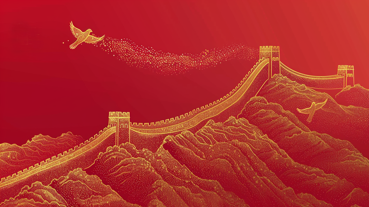 金色长城壮丽景观图中国风