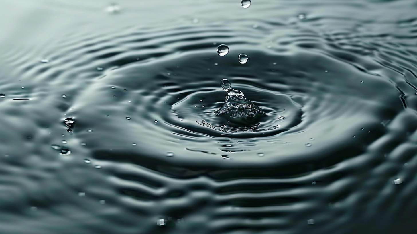 水滴入水中泛起涟漪的唯美自然景象