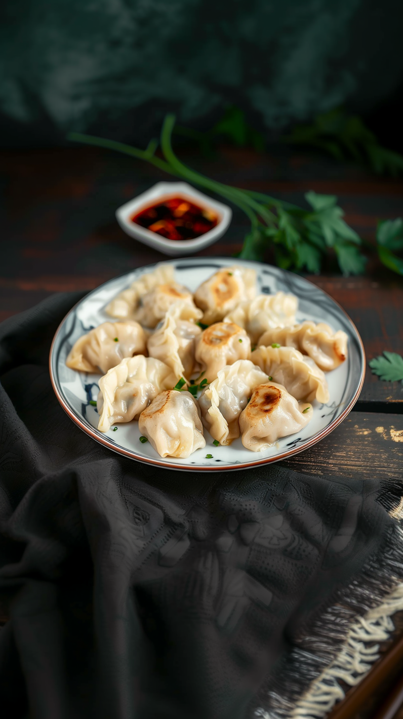 美味煎饺传统中餐的舌尖上的诱惑