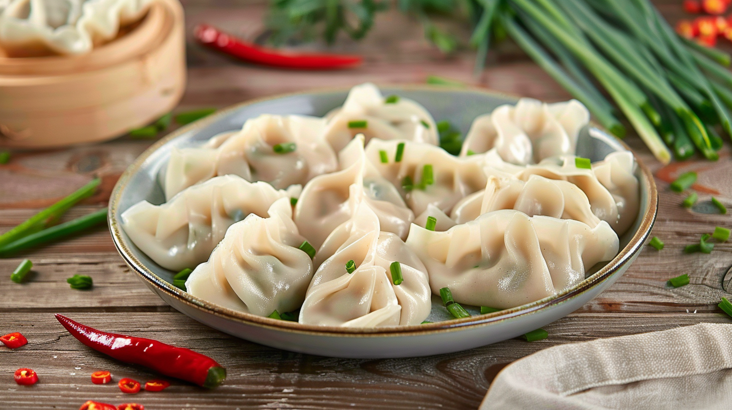 美味饺子鲜香四溢，传统中餐的经典代表