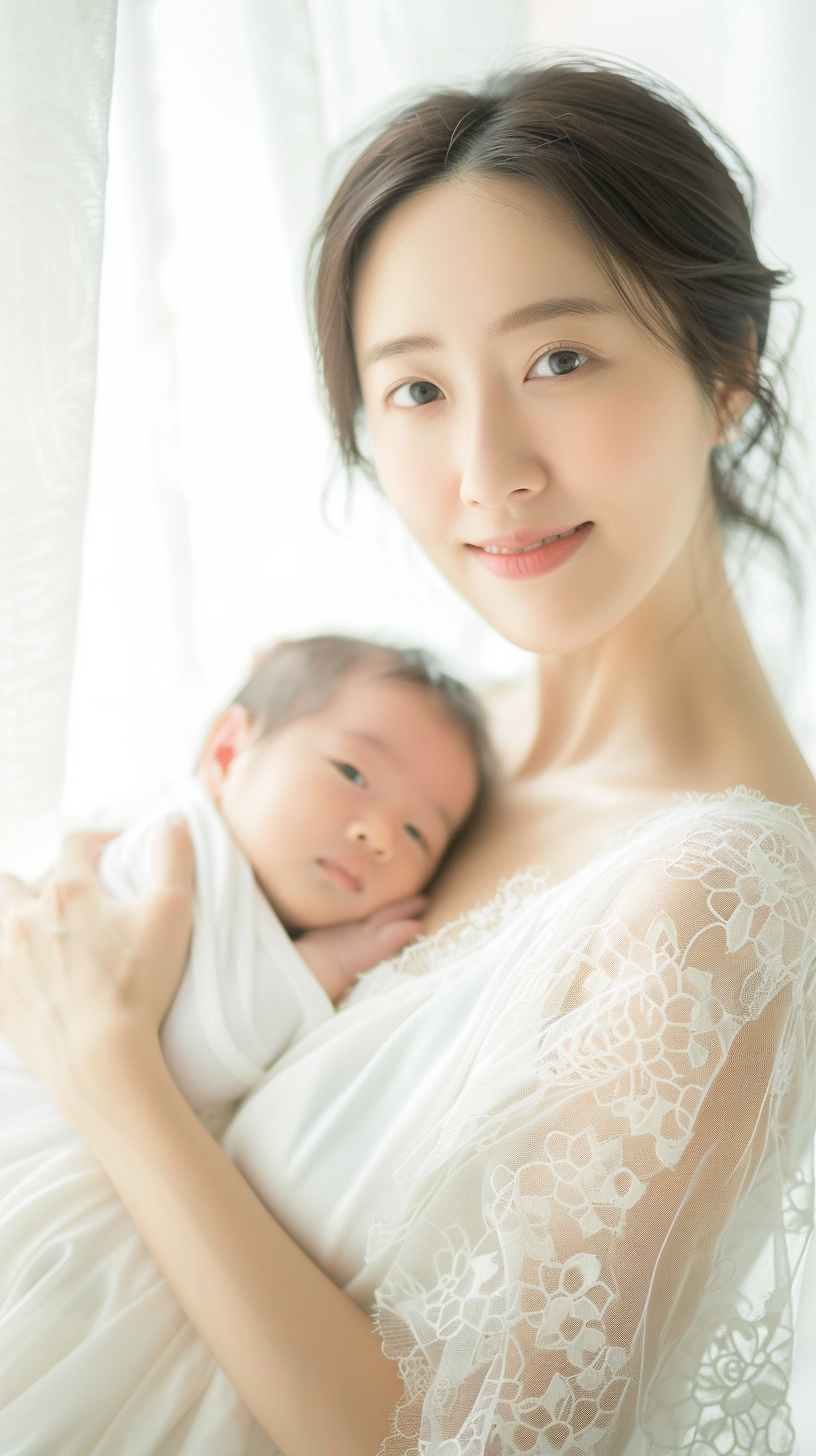 温柔母亲怀抱新生儿温馨亲子时光惹人羡