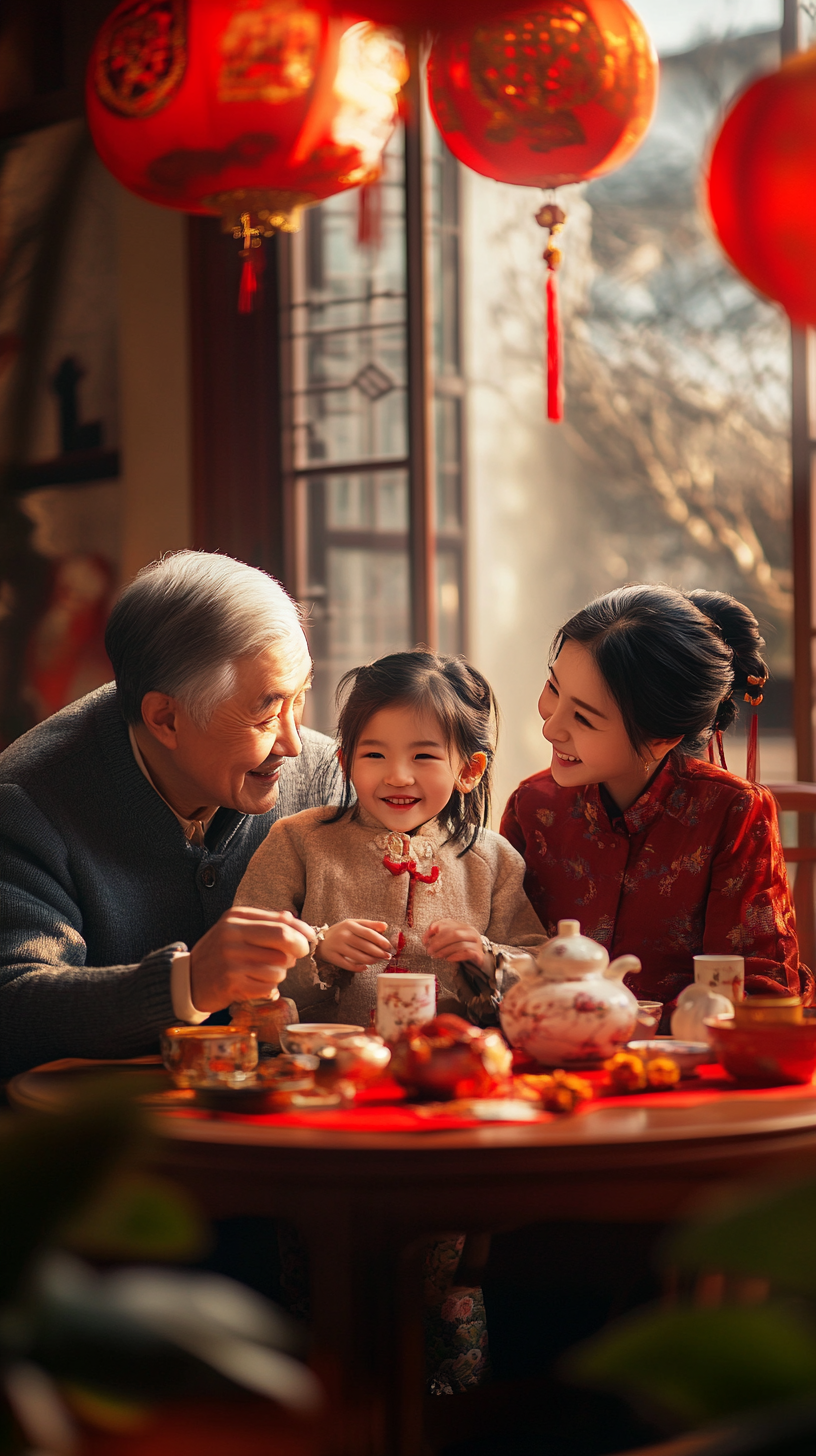 春节温馨家庭聚会喜庆氛围