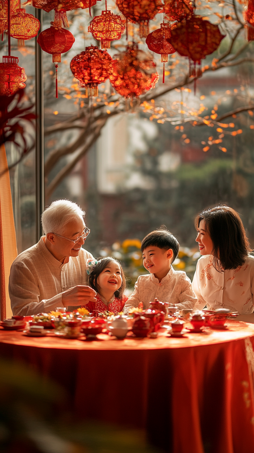 喜庆一家人温馨团聚春节宣传照